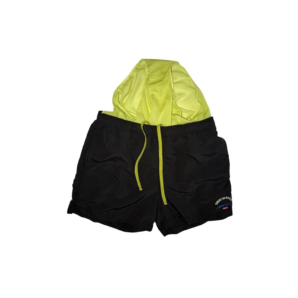 Tommy Bahama Relax Swim Trunks Men Large Black Neon Green Mesh Lined